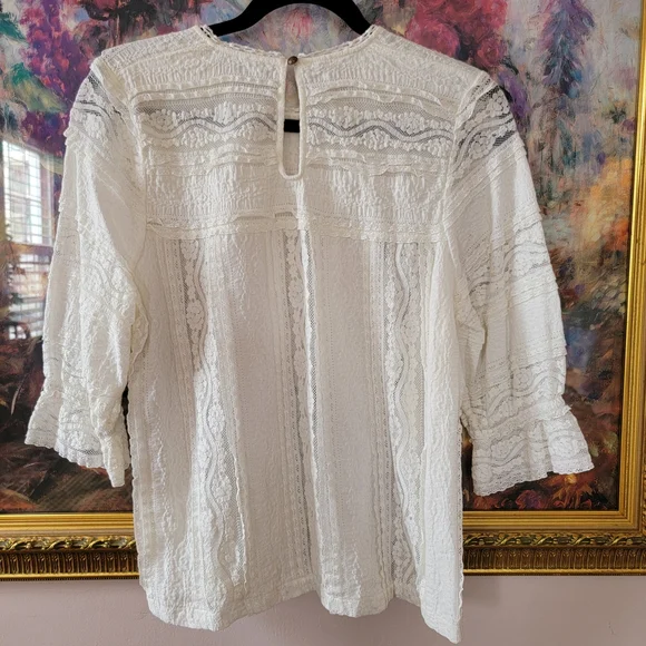 Anthropologie Victorian Cream Lace Blouse - Picture 2 of 7